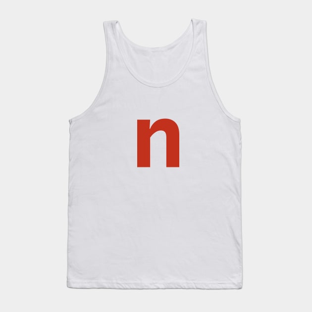 Letter n in Red Text Minimal Typography Tank Top by ellenhenryart